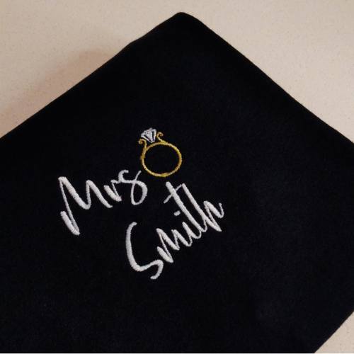 Personalised Embroidered Bride "Mrs T-shirts.