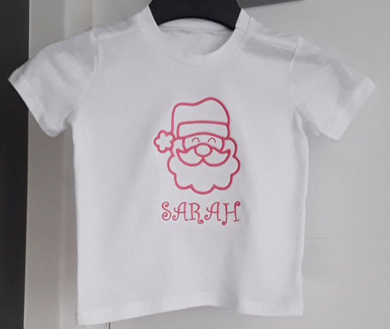 CHILDREN PERSONALISED EMBROIDERY SANTA T-SHIRTS