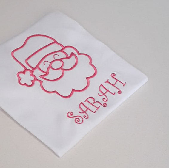 CHILDREN PERSONALISED EMBROIDERY SANTA T-SHIRTS