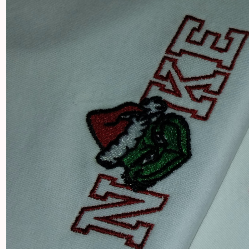 CHRISTMAS GRINCH RED EMBROIDERY T-SHIRT